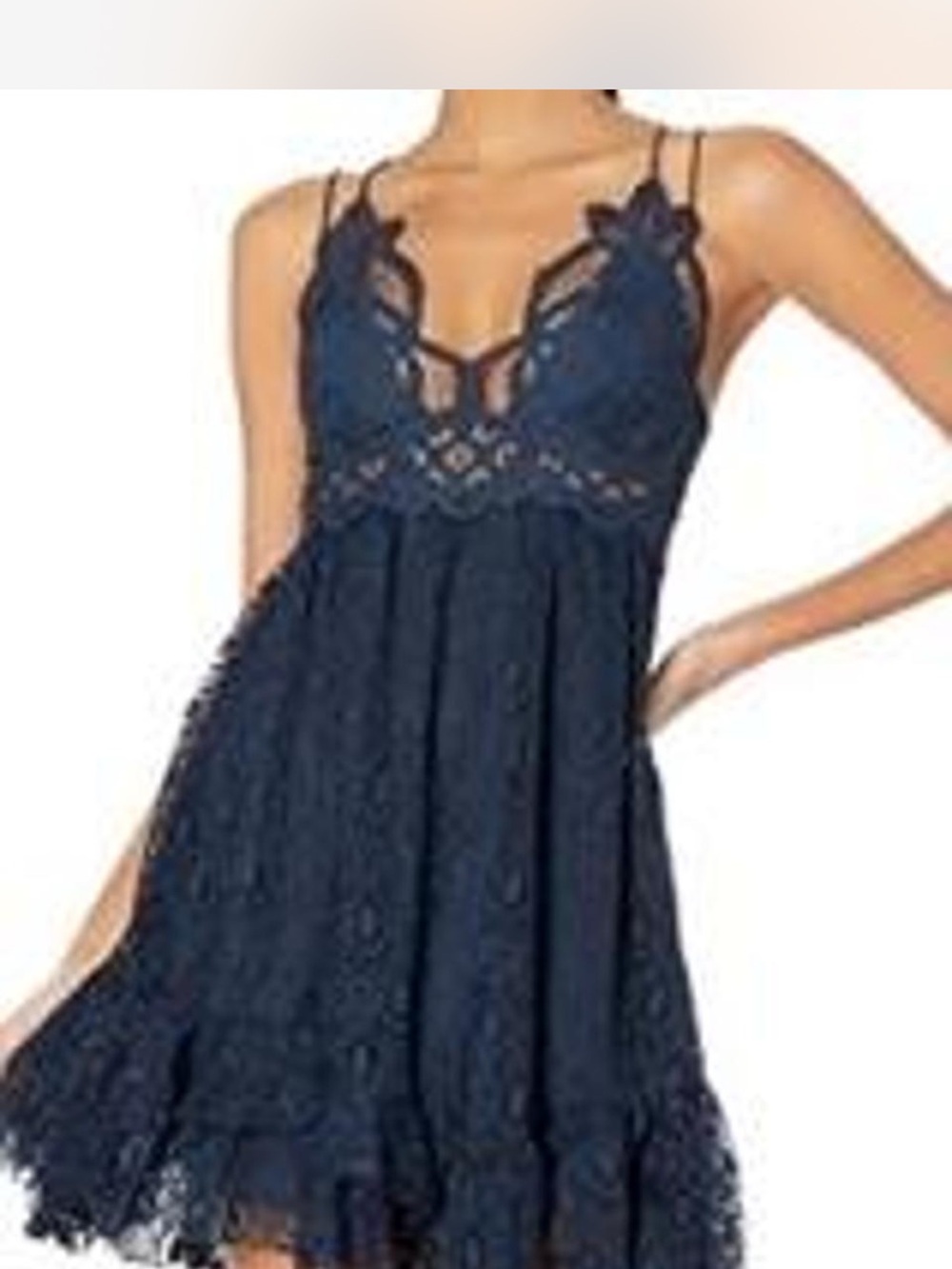 Free People intimately adella burnout slip dress navy mini